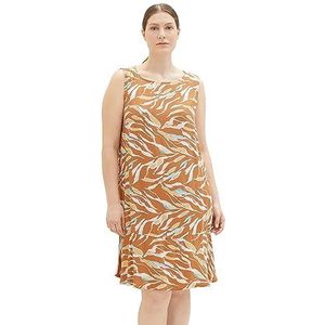 TOM TAILOR Dames 1037322 Plussize jurk, 31758-bruin Abstract Leaf Design, 46, 31758 - Brown Abstract Leaf Design, 46 NL