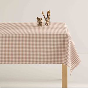 BOHEME Vichy tafelkleed, geruit, klein, vuilafstotend, katoen, roze, 140 x 140 cm