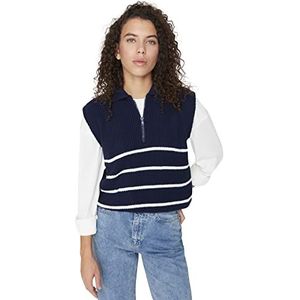Trendyol Trui Vest - Grijs - Regular, Donkerblauw, L