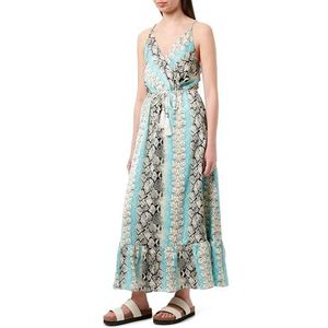 EYOTA Dames maxi-jurk met slangenprint jurk, Blauw meerkleurig., M