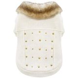Croci Gouden Studs Hondensweatshirt, rugmaat 25 cm, gevoerd en verstelbaar met klittenbandsluiting, met elastiek en gat voor riem en harnas, witte kleur