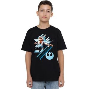 Star Wars Ahsoka Stance Unisex Kids T-shirt, zwart, 12-13 jaar, Zwart, 12-13 jaar