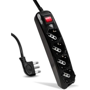 V-TAC Elektrisch meervoudig stopcontact, zwart, 4 stopcontacten met schakelaar en 1,5 meter kabel, 4 stopcontacten, 10/16 A bypass + Schuko - stekker 16 A, meervoudige stekkerdoos voor thuis, kantoor