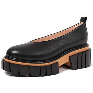 L37 - dames plateau pumps slow down baby loafer, natuurlijk leer, damesschoenen, handgemaakte schoenen, unieke stijl, comfortabel en elegant, zwart, 36 EU