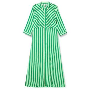 Y.A.S Yassavanna lange shirtjurk S. Noos jurk voor dames, Quiet Green/Stripes: jelly Bean, S