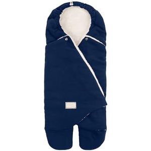 Nuvita 9100 Cuddle Zachte slaapzak met verstelbare capuchon en individuele voetenzak, perfect voor 0 tot 10 maanden (80 cm), temperatuurbestendig tot 8 °C, water- en winddicht, blauw/wit