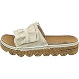 Rieker - Lichtbeige - Slippers - Zomerschoen - Pantoffel met Modieuze Plateauzool