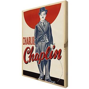 Charlie Chaplin Vintage schild verlicht met LED-licht, methacrylaat, meerkleurig, 80 x 60 cm