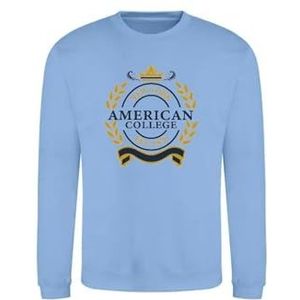 AMERICAN COLLEGE USA Sweatshirt Sweatshirt Print Warme Kleding Unisex Mannen en Vrouwen Casual Model ACSCRW5 Sky Blue XXL, Turkoois, XXL
