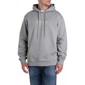 Replay Heren regular fit capuchontrui hoodie van katoen, 214 Dim Grey, L
