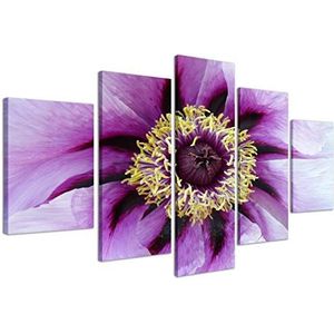 Prints op Canvas Bloemen 006 200x90 Moderne schilderijen in 5 Pre-Framed Panels, Klaar om op te hangen, 200x90cm