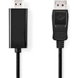 NEDIS DisplayPort-kabel, DisplayPort-stekker, HDMI™ stekker, 1080p, vernikkeld, 2,00 m, rond, pvc, zwart, plastic zak