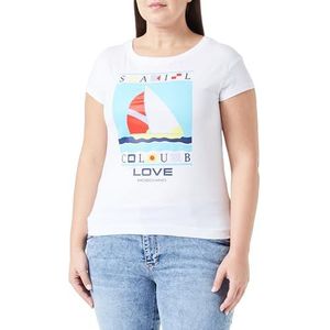 Love Moschino Dames Boxy Fit Short-Sleeved T-shirt, Optical White, 44, wit (optical white), 44