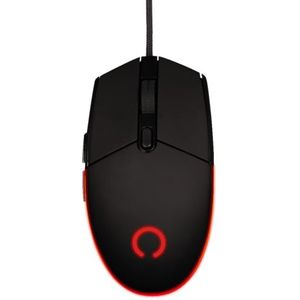 Konix Arcane Gamingmuis, bekabeld, 70 g, voor pc, 4 DPI-niveaus, rubberen coating, gevlochten kabel, regenboogledverlichting, zwart