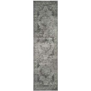 SAFAVIEH Traditioneel tapijt voor woonkamer, eetkamer, slaapkamer, vintage collectie, laagpolig, grijs en multi, 66 x 244 cm