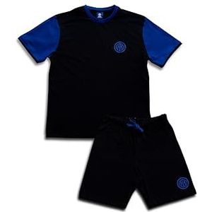 hermet Unisex Pigiama Corto Adulto Inter Pyjamaset, zwart en blauw, S, zwart-blauw, S