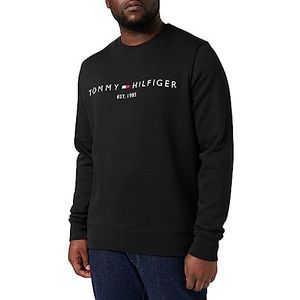 Tommy Hilfiger Heren sweatshirt Tommy Logo sweatshirt met ronde hals, zwart, XL