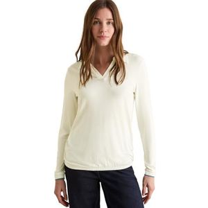 Cecil - T-shirt - Vanilla White - Dames - Col Chemise - Lange Mouwen