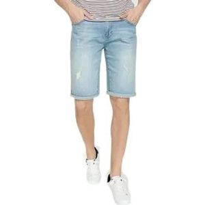 Koton Oversized denim shorts voor heren, geribbeld, zakken, detail, Light Indigo (600), 29