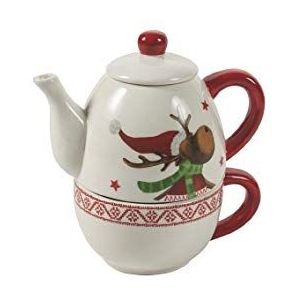 Galileo Casa Rendier Tea for One, wit/rood, mok: Ø 10 x H 6 cm