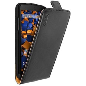 mumbi Echt leren flip case compatibel met LG Nexus 5 hoes lederen tas case wallet, zwart
