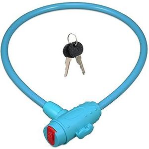 Relaxdays kinderfietsslot, 2 sleutels, 70 cm lang, slot voor kinderfietsen & kindersteppen, dun kabelslot, blauw