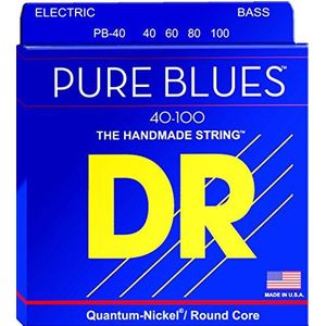 DR PB-40 Strings PURE BLUES™ - Quantum Nickel™ Bass Strings: Light 40-100, Silver