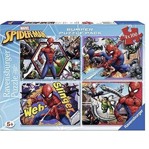 Ravensburger Puzzel: Spiderman, Superhelden, Puzzel, 5 jaar of ouder, puzzels voor kinderen vanaf 5 jaar, 4 puzzels, 100 stukjes, cadeau voor kinderen van 5 jaar, Ravensburger puzzel, Marvel Puzzel,