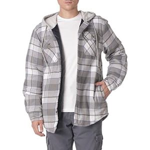 Wrangler Authentics Gewatteerde flanellen herenjas met lange mouwen en capuchon, Wolk Burst, XXL
