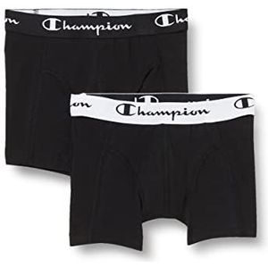 Champion Seasonal Junior X2 Boxershorts, nauwsluitend, meerkleurig (zwart/wit), 9-10 jaar (2-pack) kinderen en jongens