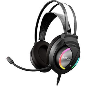 RGB stereo gaming headset met surround sound, verstelbare microfoon en ergonomisch ontwerp voor games en online communicatie.