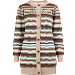 FENIA Rakata gebreide jas met knopen voor dames, Dennen meerkleurig, XS/S