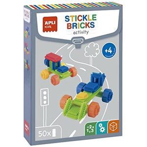 APLI Kids 19159 - bouwpakket Stickle Bricks - 50 delen voor voertuigen en personages - incl. 8 chips met voorbeelden