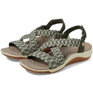 SKECHERS Women's Martha Stewart Reggae Cup-Coastal Trail Flat Sandal, Olive, 6.5