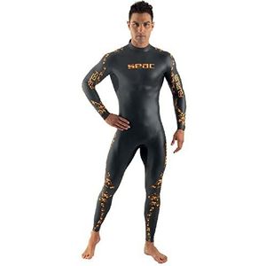 SEAC Energy Man 2mm, ultra elastische 2mm Smooth Skin neopreen wetsuit voor zwemmen en freediving, Zwart, Groot