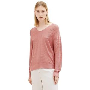 TOM TAILOR Basic gebreide trui met V-hals voor dames, 32224 - Fading Rose, M