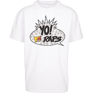 Mister Tee Heren T-shirt MTV Yo! Oversize T-shirt, Print T-shirt voor Mannen, Graphic T-Shirt, Streetwear, wit, XXL