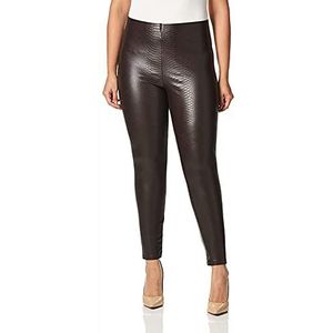 HUE Dames Faux Leather Sleek Effect High Waist Legging kousen, Chocolate Plum - Croco, Medium