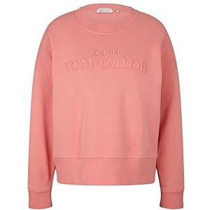 TOM TAILOR Denim Dames Sweatshirt met logoprint 1032938, 15121 - Peach Pink, L