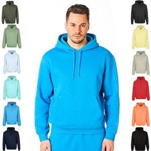 RIPT Essentials RCSWT763 Heren Hooded Soft Touch Loungewear Hoodie Sweatshirt Top, Blue Aster, L