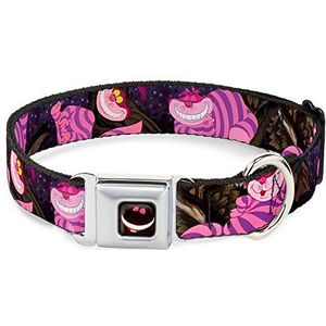 Buckle-Down Gesp Dog Collar - Cheshire Cat Tree Poses - 2,5 cm breed - Past 30,5-43,5 cm nek - Medium