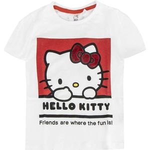 CERDÁ LIFE'S LITTLE MOMENTS Kort T-shirt voor kinderen, modern en comfortabel design, casual en sportieve looks van Hello Kitty, Wit, 6 Jaren