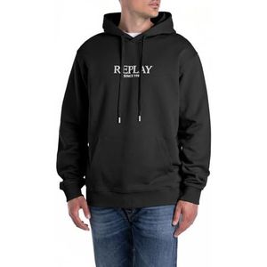 Replay Heren regular fit capuchontrui hoodie van katoen, 098 Black, XL