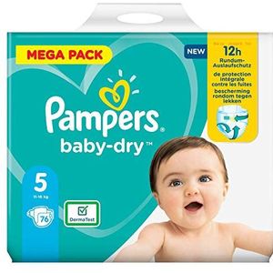 Pampers Baby Dry maat 5 luiers 76, tot 12 uur bescherming, 11-16 kg (2 stuks)