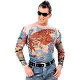 Widmann 7122T - Tattoo shirt tijger en draak, valse tatoeages, biker, rocker, gangster, verkleedpartijen, carnaval