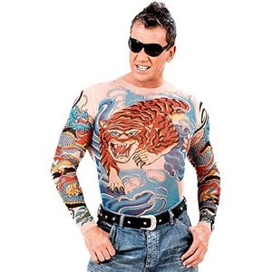 Widmann 7122T - Tattoo shirt tijger en draak, valse tatoeages, biker, rocker, gangster, verkleedpartijen, carnaval