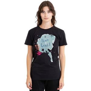 mandarin creative ltd Frozen True at Heart Elsa silhouet dames T-shirt, zwart, X-Large, Zwart, XL