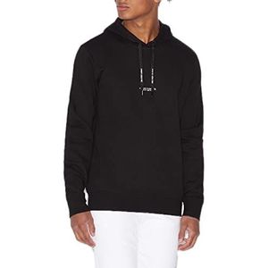 Armani Exchange Heren Pull-Over Hooded Sweatshirt met Front Back Logo, Zwart, XS