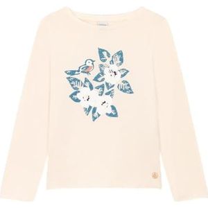 Petit Bateau T-shirt met lange mouwen voor meisjes, Wit Avalanche/blauwe polochon, 5 Jaar