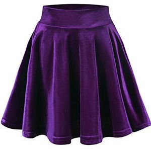 Urban CoCo Basic veelzijdige rekbare uitlopende casual mini-skaterrok voor dames, paars, XL